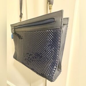 Vintage Whiting & Davis Navy Mesh Crossbody Bag